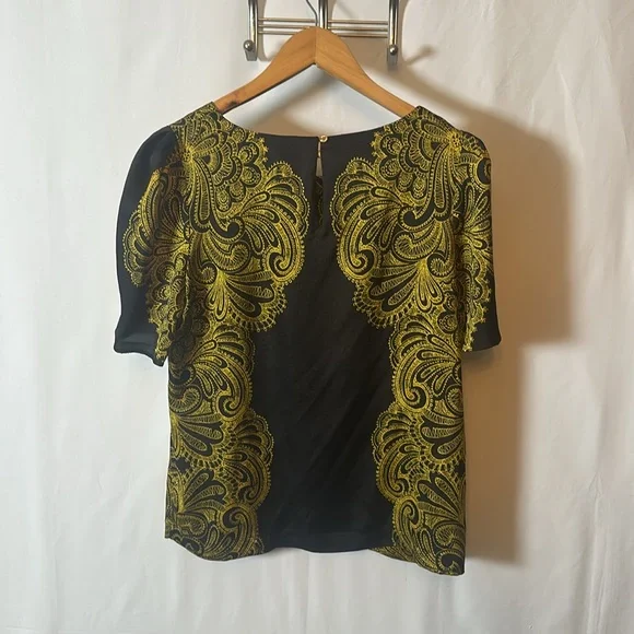 Vintage Juicy Couture Black & Gold Paisley Blouse - Picture 2 of 7